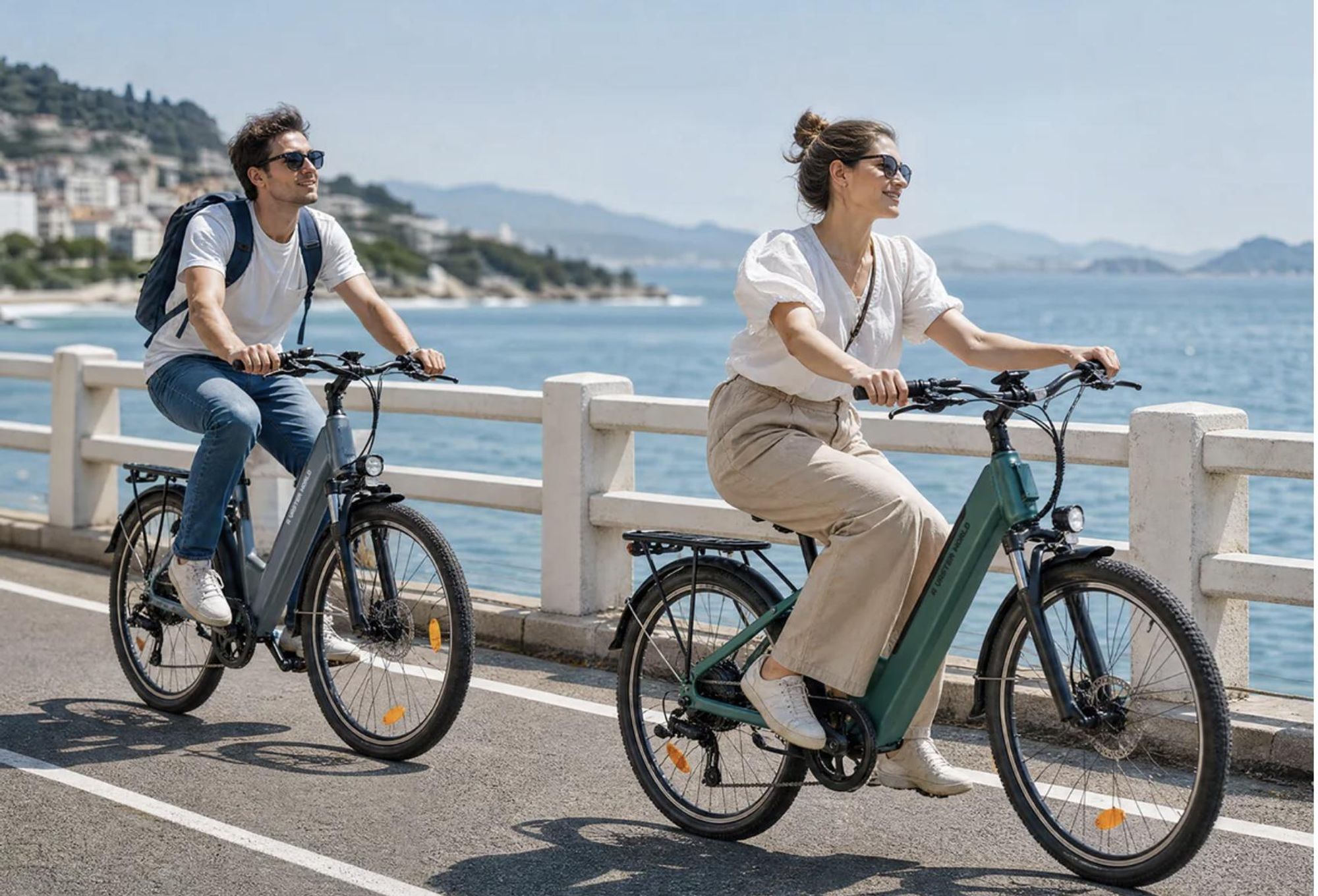 A32 E-Bike Türkis Citybike 26 Zoll, mit 50 Nm Boost-Power-Vorderradfederung, 36V 12,8Ah Akku, Shimano 7-Gang, Scheibenbremsen, 250W, Grün