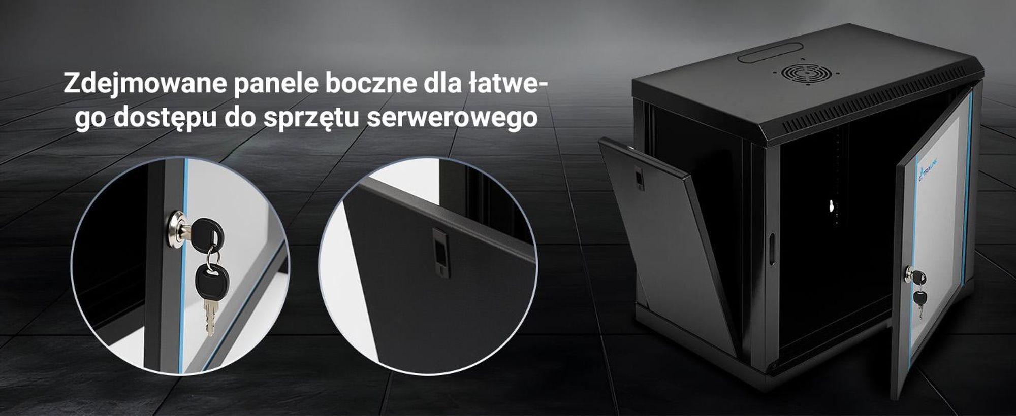 Extralink 19" 12U 530x400 szafa rack wisząca czarna