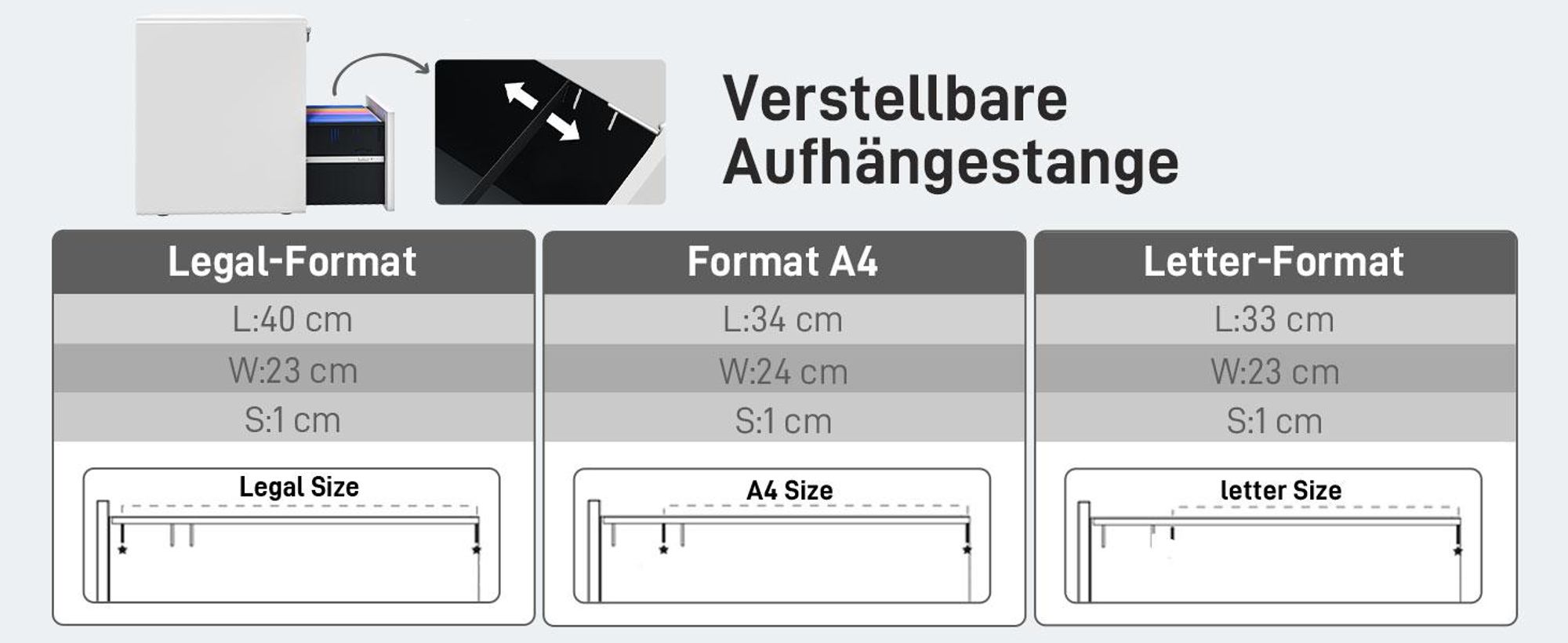 Vinsetto Rollcontainer Aktenschrank mit 3 Schubladen Bürocontainer Stahl Weiß