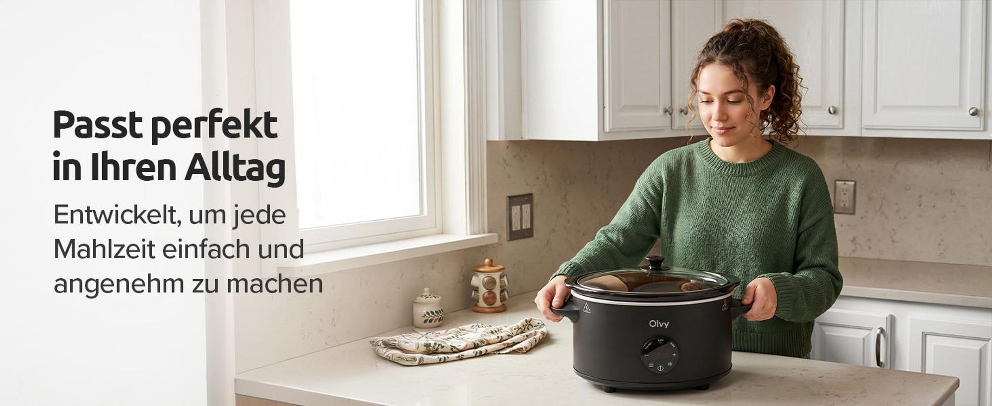 Olvy Digitaler Slow Cooker mit Timer – 6 Liter – Keramik-Innentopf – inkl. Slow-Cooker-Kochbuch