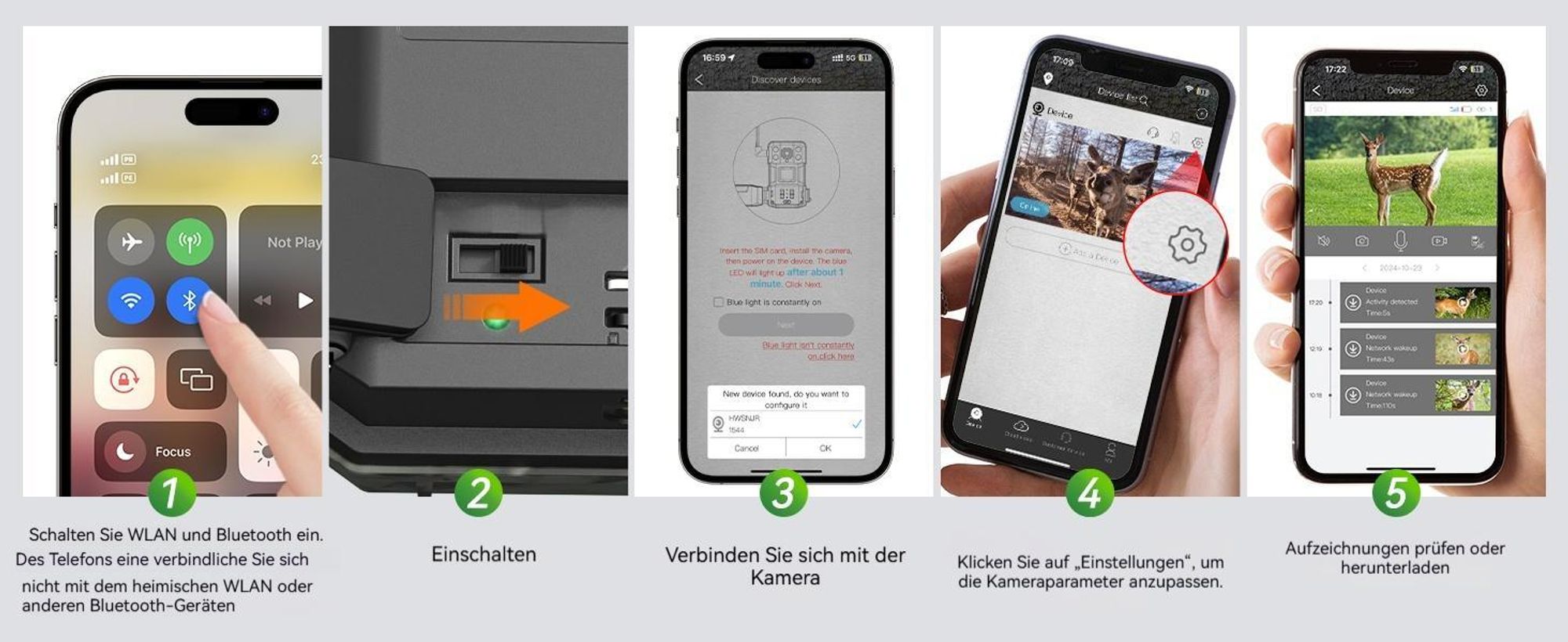 Usogood 4G LTE Wildkamera mit Handyübertragung App & Bewegungsmelder, 2K Solar Überwachungskamera Aussen mit SIM Karte, Nachtsicht, GPS