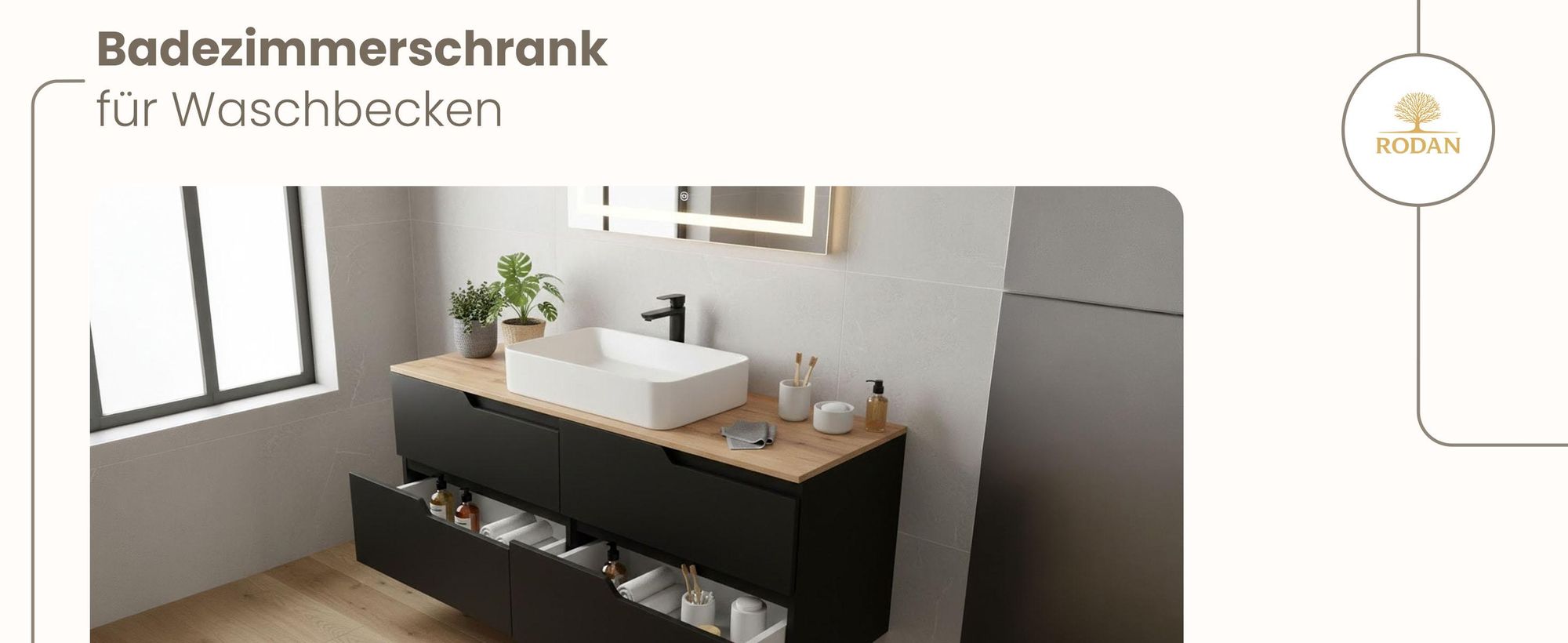 RODAN, Badmöbel, Badschrank, Badezimmermöbel, Badezimmer, MODERN, Waschbeckenunterschrank