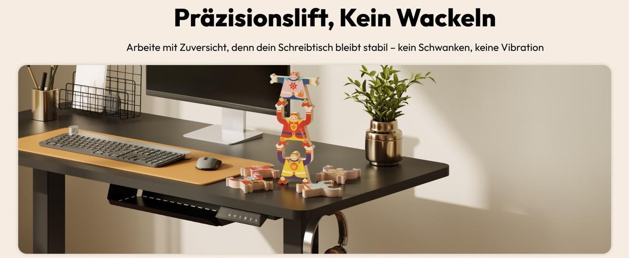 SANODESK QS1 Höhenverstellbarer Schreibtisch 200x80cm elektrisch 4 Memory-Funktion Antikollisionsschutz 70 kg Tragkraft Haken Kabelmanagement(Schwarz)