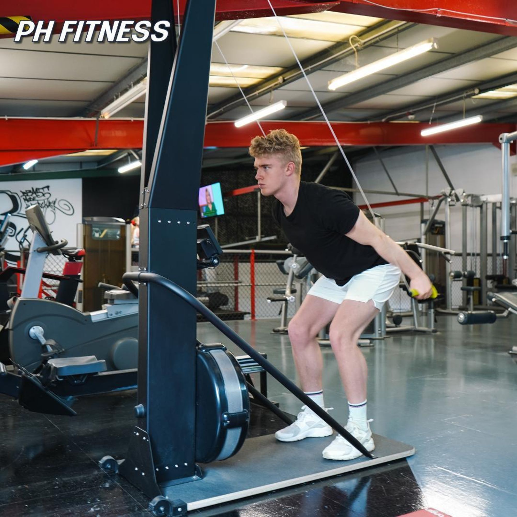 PH Fitness Ski Machine: Advanced Air Resistance Full Body Trainer | Sci compatto per Crossfit e HIIT a casa | Intensità regolabile