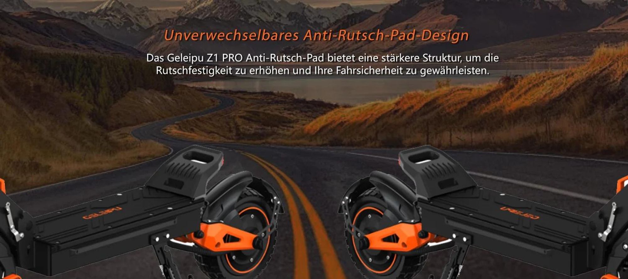 GELEIPU Z1 PRO Elektroroller - Motor 2400W Akku 52V20AH E-Scooter mit 10 Zoll Reifen und Scheibenbremse - Schwarz