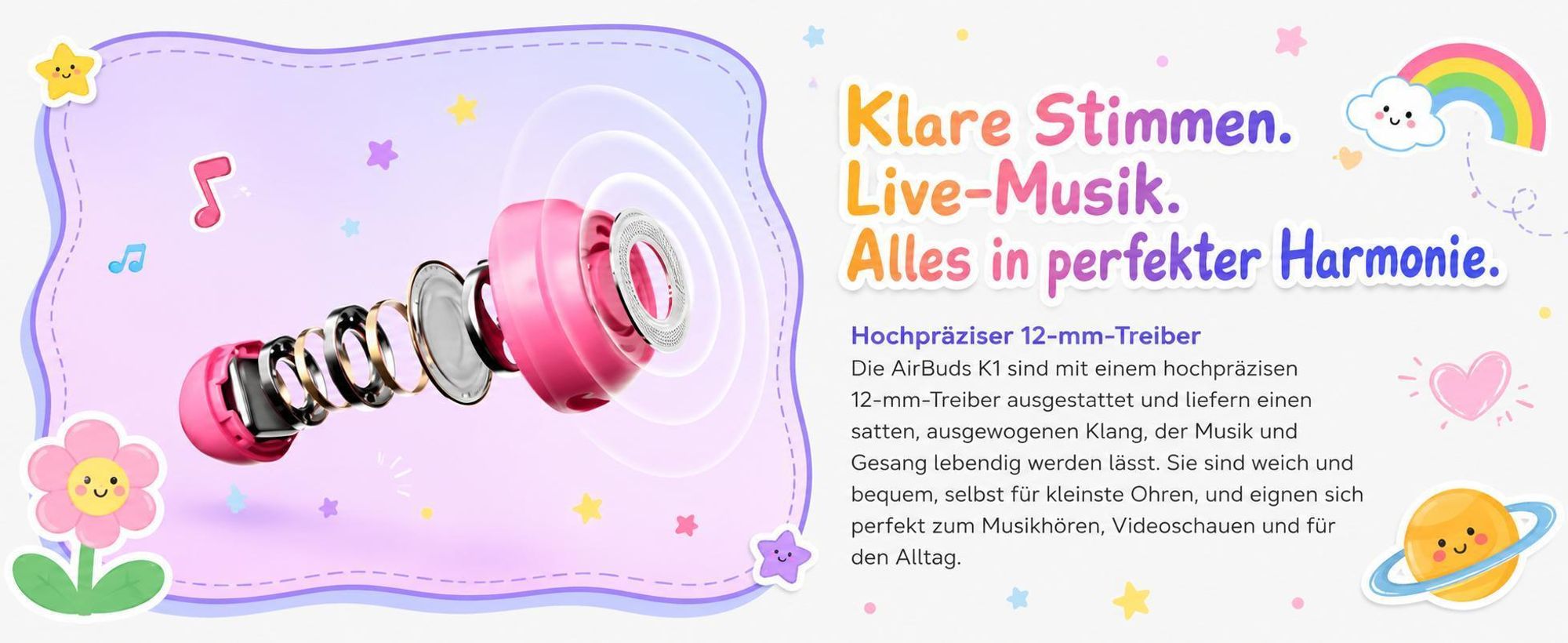Blackview AirBuds K1 over ear Kinder Kopfhörer, Bluetooth 5.0/6.0, 22 Std. Laufzeit, Gehörschutz, Touch Steuerung, IPX4, fur Schule/Tablet/Handy/PC