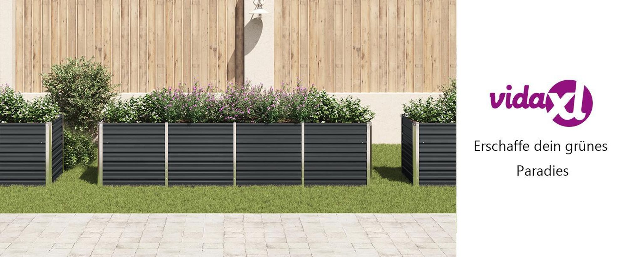 vidaXL Garten-Hochbeet Anthrazit 320 x 80 x 77 cm Verzinkter Stahl