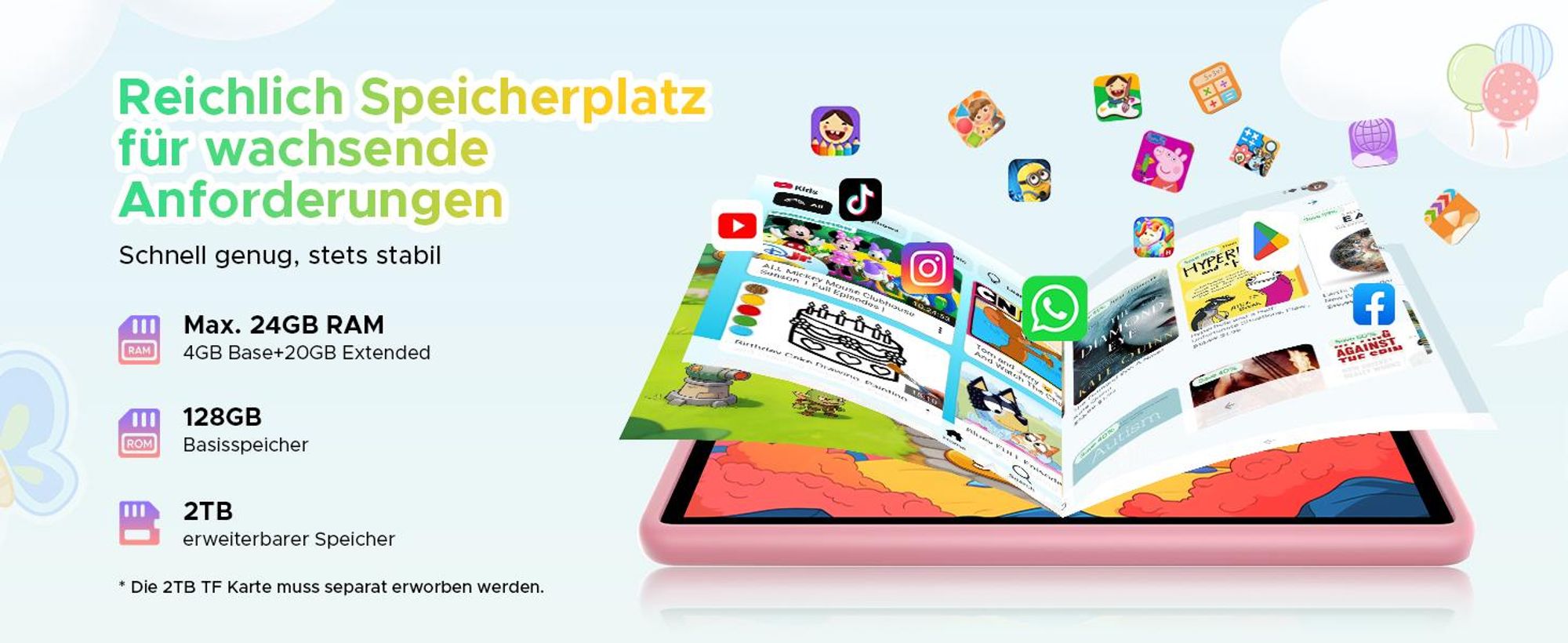 DOOGEE U11Kids 11" Tablet, Android 16,Gemini AI, 24(4+20)GB+128GB/2TB TF, 90Hz,8580mAh,WiFi Tablet für Kind mit Kindgerechte Hülle und Stift