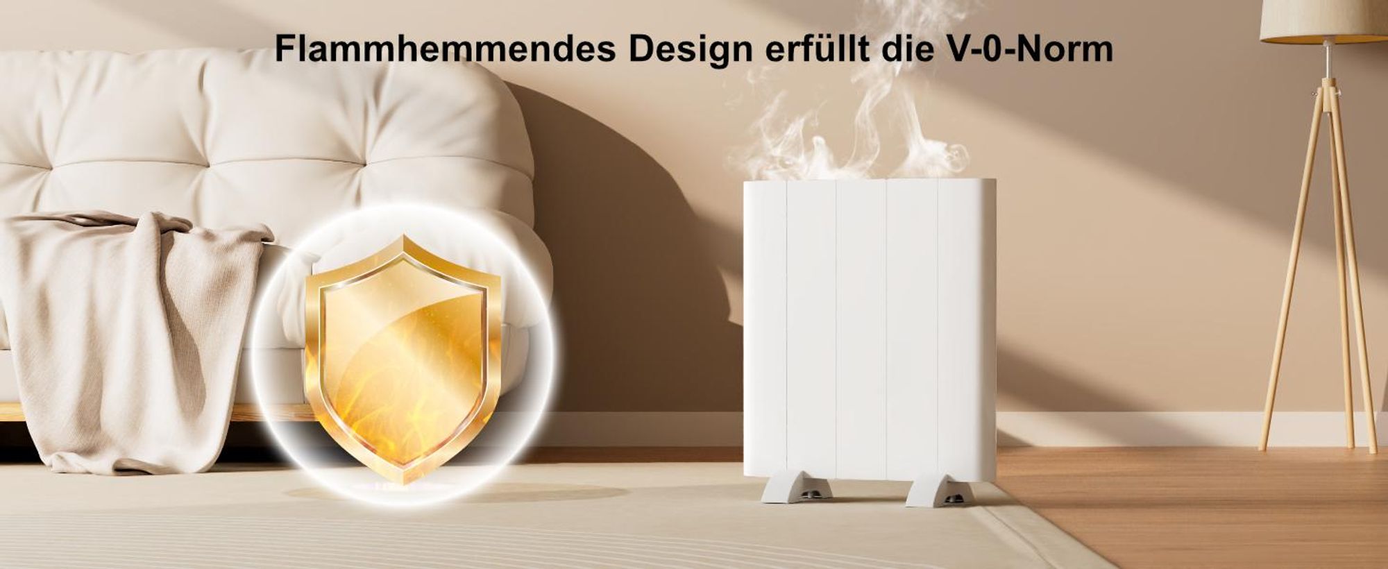 EMKE® Elektroheizung 700W Elektro Konvektor 453x500x60mm mit WIFI und Alexa-Sprachsteuerung, Standgerät & Wandmontage Elektroheizkörper ohne Heizstab