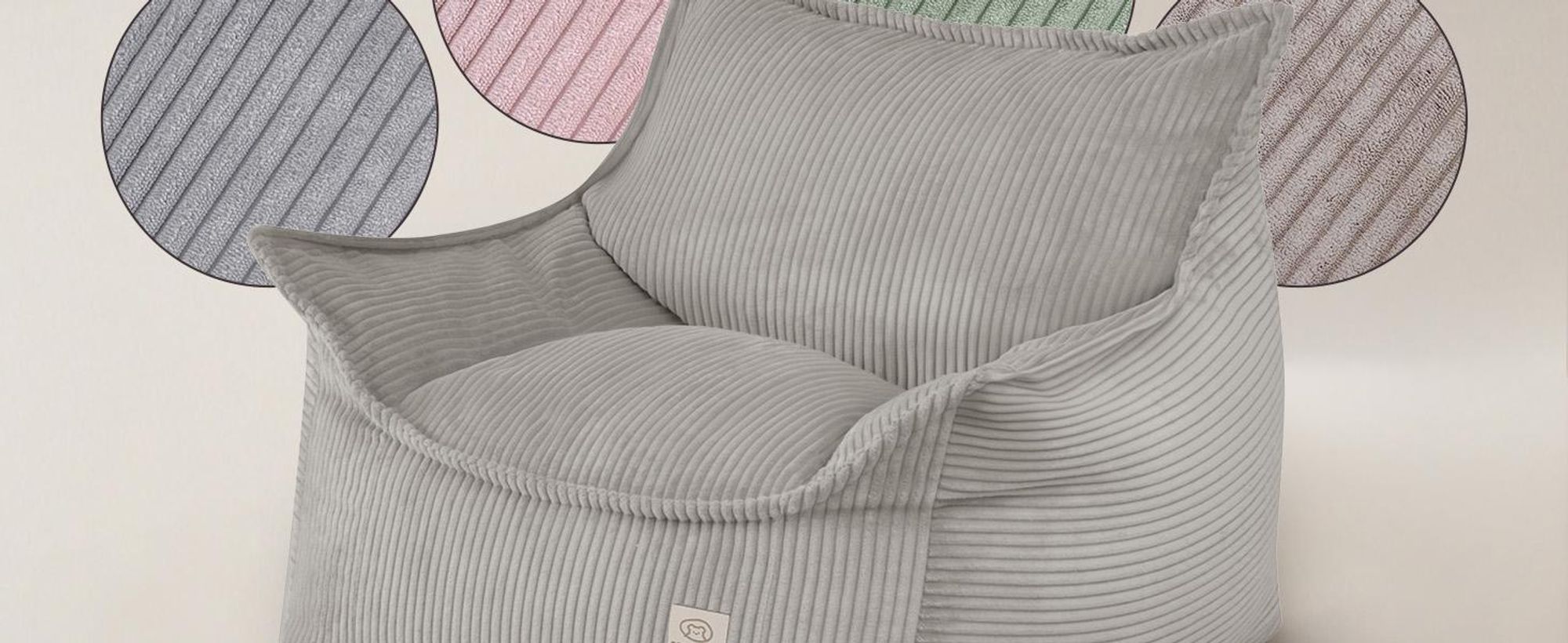 MISIOO Poltrona per bambini Roya Cord – Poltrona per la cameretta, morbido pouf per bambini, divano a sacco da pavimento, velluto premium Oeko-TEX, 80x73x58 cm