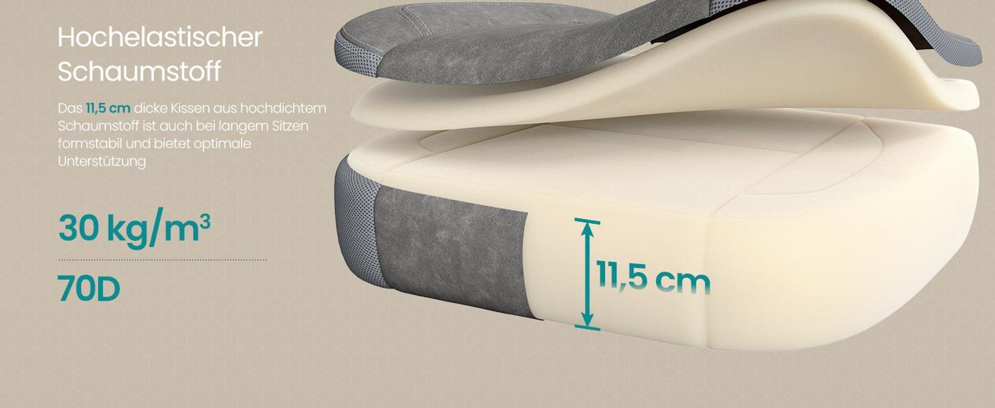 Ergonomischer Gamer-Sessel, Gaming-Stuhl, Bürostuhl, mit Teleskop-Fußstütze, verstellbare Kopfstütze, Lendenwirbelstütze