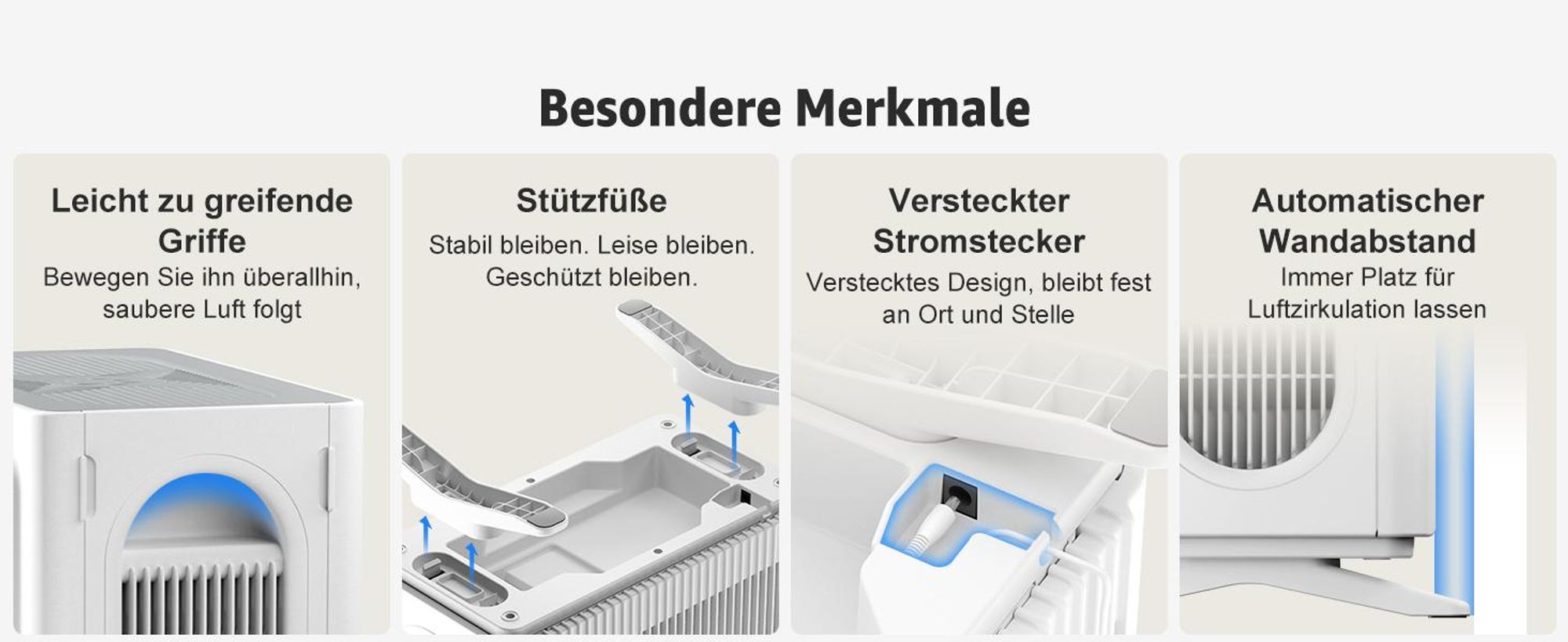KNKA pro Luftreiniger für bis zu 140 m² mit hoher CADR-Leistung (384–415 m³/h), Doppel-HEPA- & Aktivkohlefilter gegen Staub, PM2.5 & Gerüche, leise 22 dB, Auto-/Sleep-Modus, AQI-Anzeige, Weiß