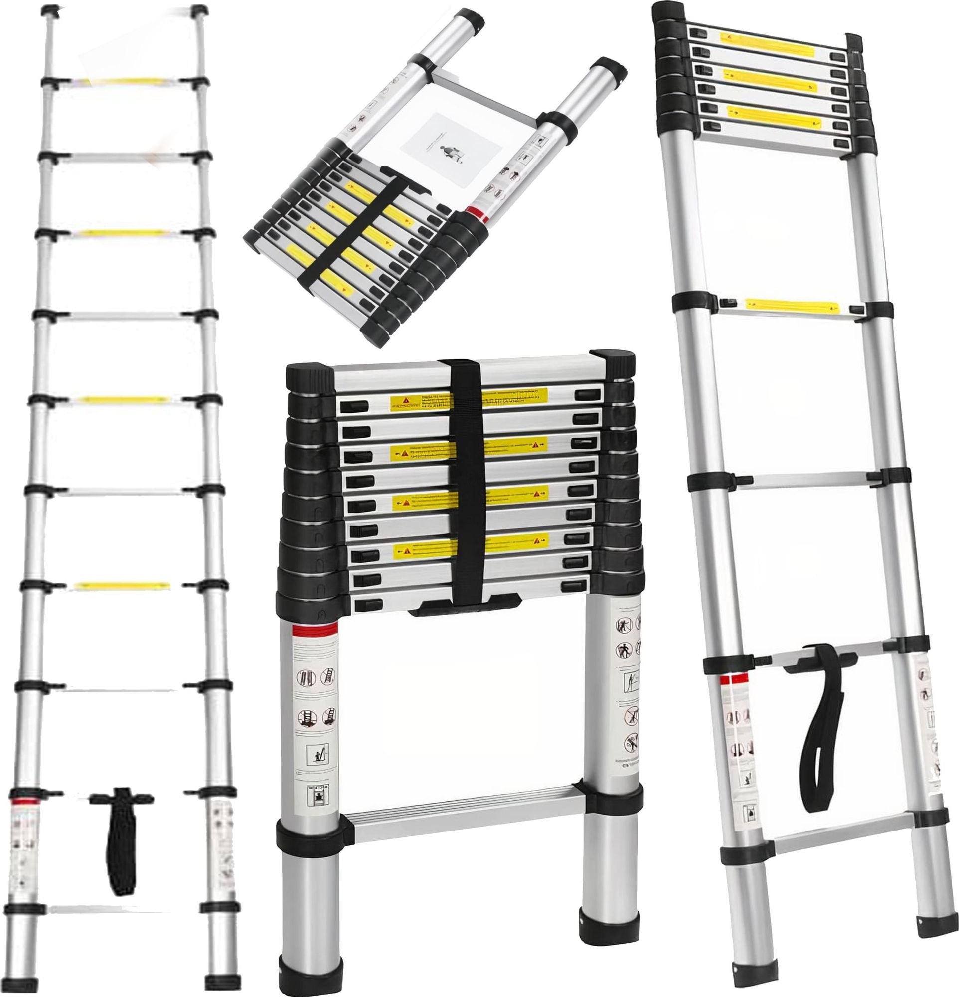 KRAFT&DELE | Teleskopleiter, Teleskop Klappleiter, 10 Stufen, 3,2m leicht, 150kg, Multifunktionsleite