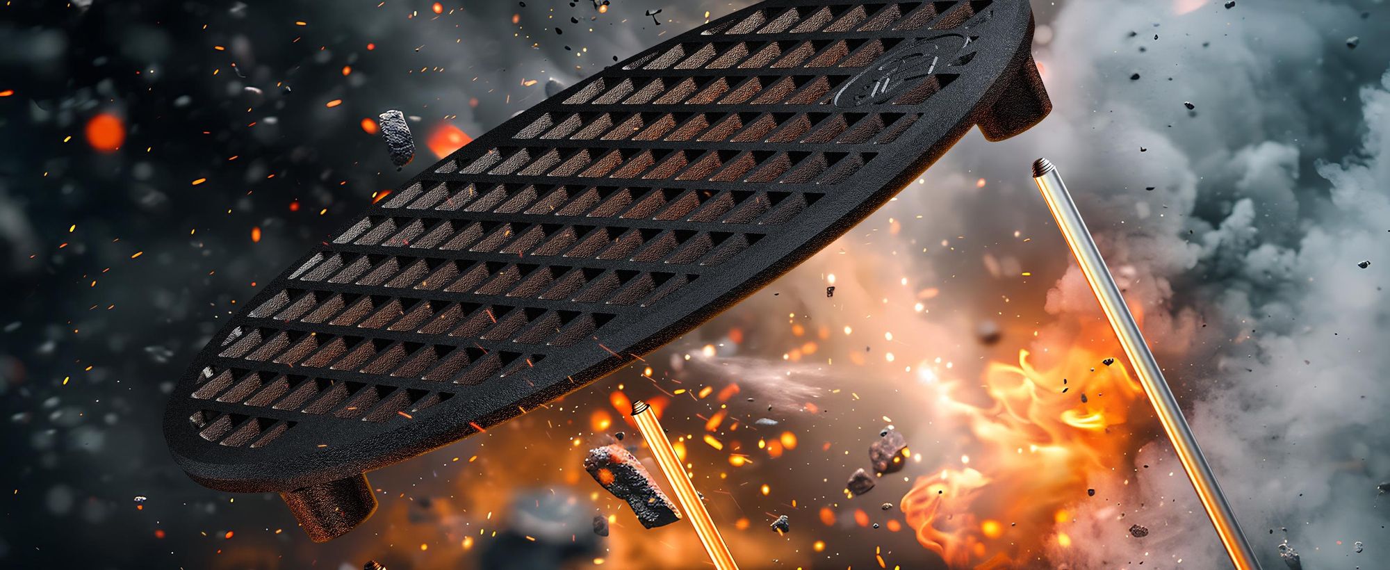 Gusskönig Gusseisen Grillrost mit Beinen Ø30 cm - Grillrost Kohle - Grillrost Dreibein Gusseisen Dutch Oven Untersetzer - Feuerrost Grill Zubehör