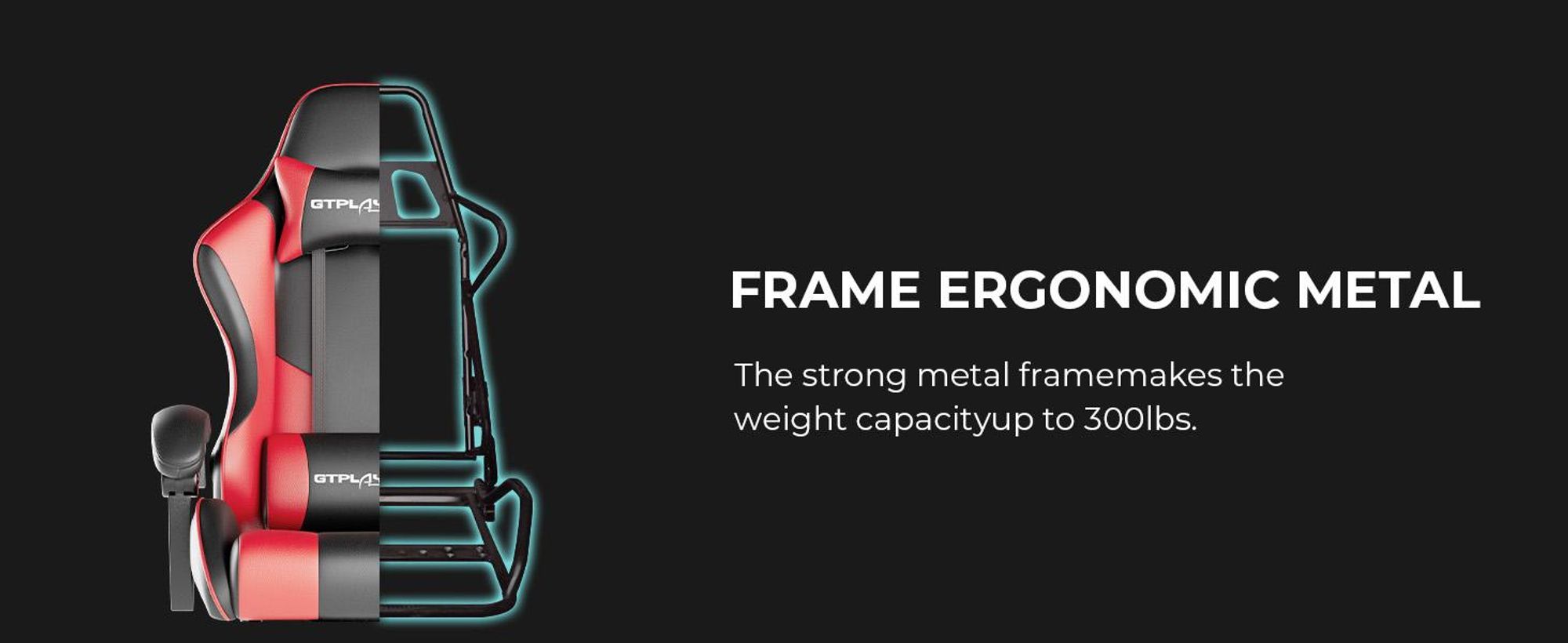 Fotel gamingowy GTPLAYER, ergonomiczny fotel biurowy z funkcją masażu i podnóżkiem, uchwyt łączący, stalowa podstawa, czerwony