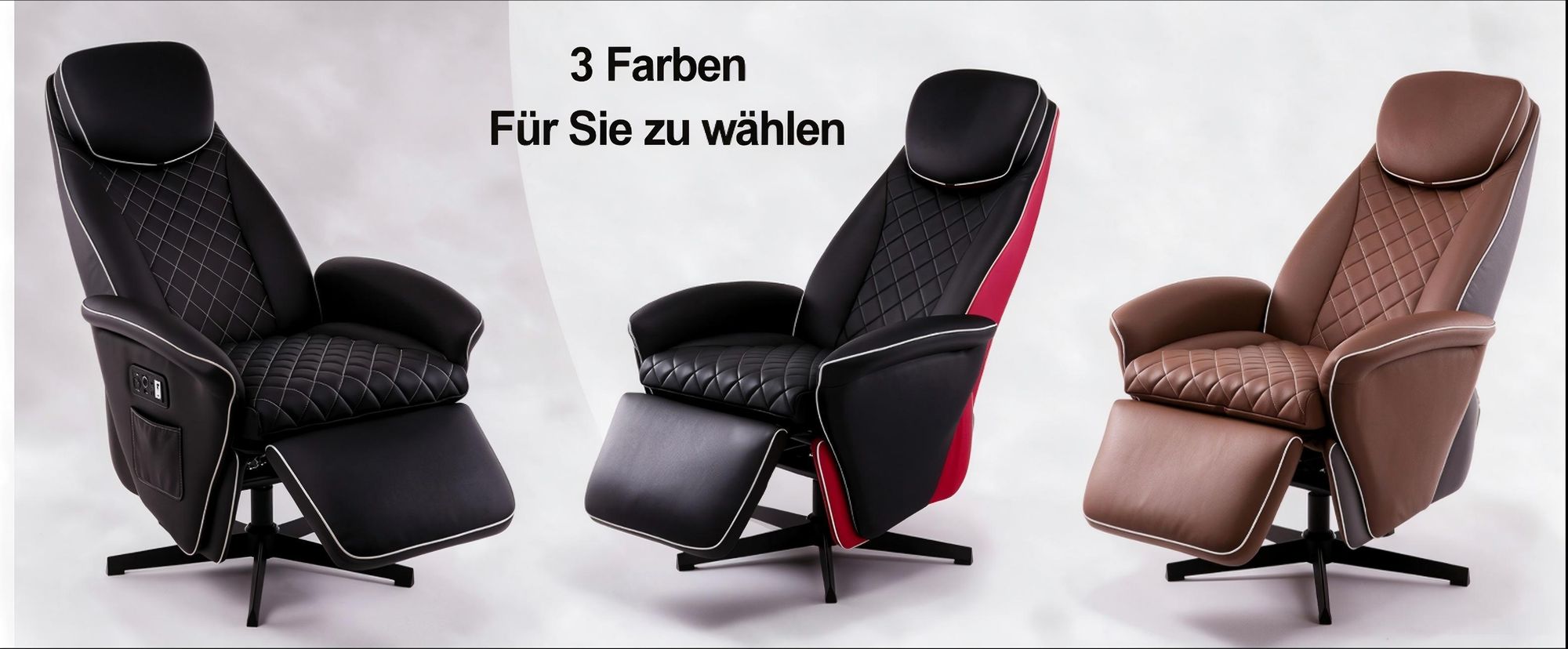 360° drehbar Relaxsessel elektrisch, Massagesessel mit Heizfunktion Verstellbar Fernsehsessel TV Sessel Lederoptik Hellbraun