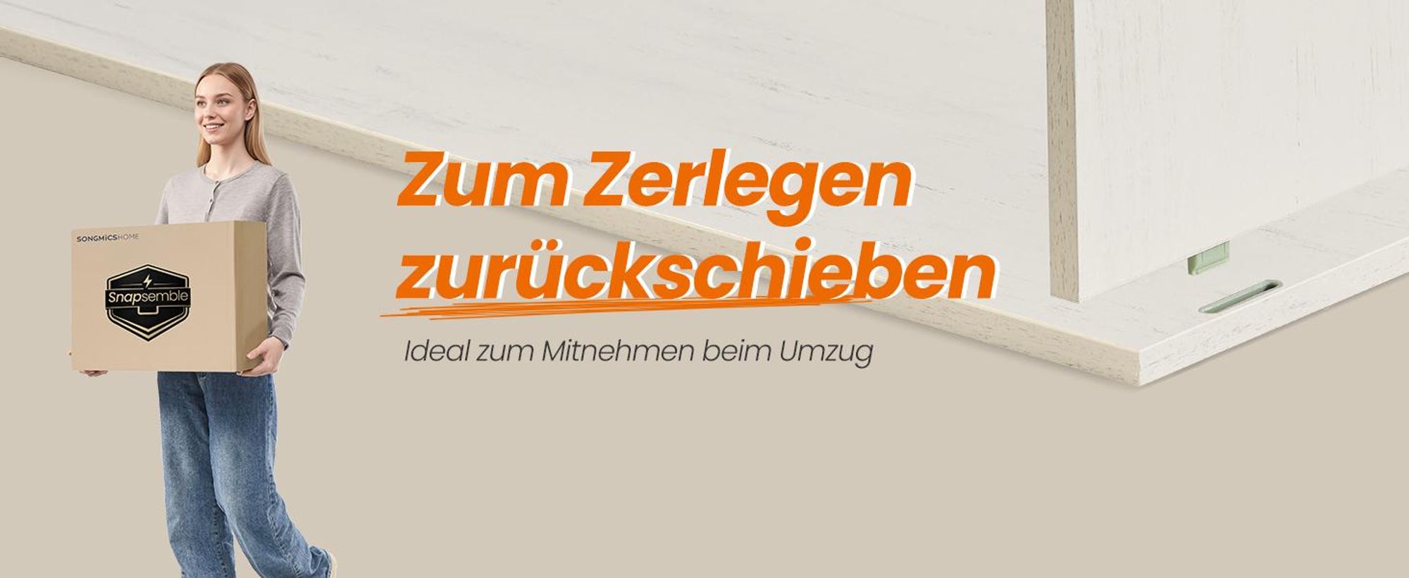 SONGMICS HOME Katzenklo-Schrank, Snapsemble – superschnelle Montage, Katzenschrank, weiß-braun
