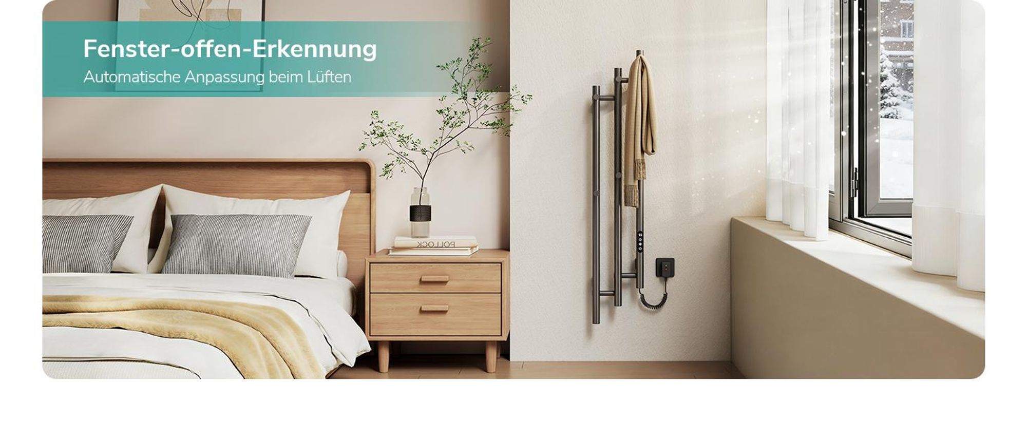 EMKE Elektrischer Handtuchheizkörper WLAN-App Steuerung mit Wochenprogramm LED Touchscreen Kompakt 3-Rohr Handtuchtrockner 115x21,6cm 220W Anthrazit