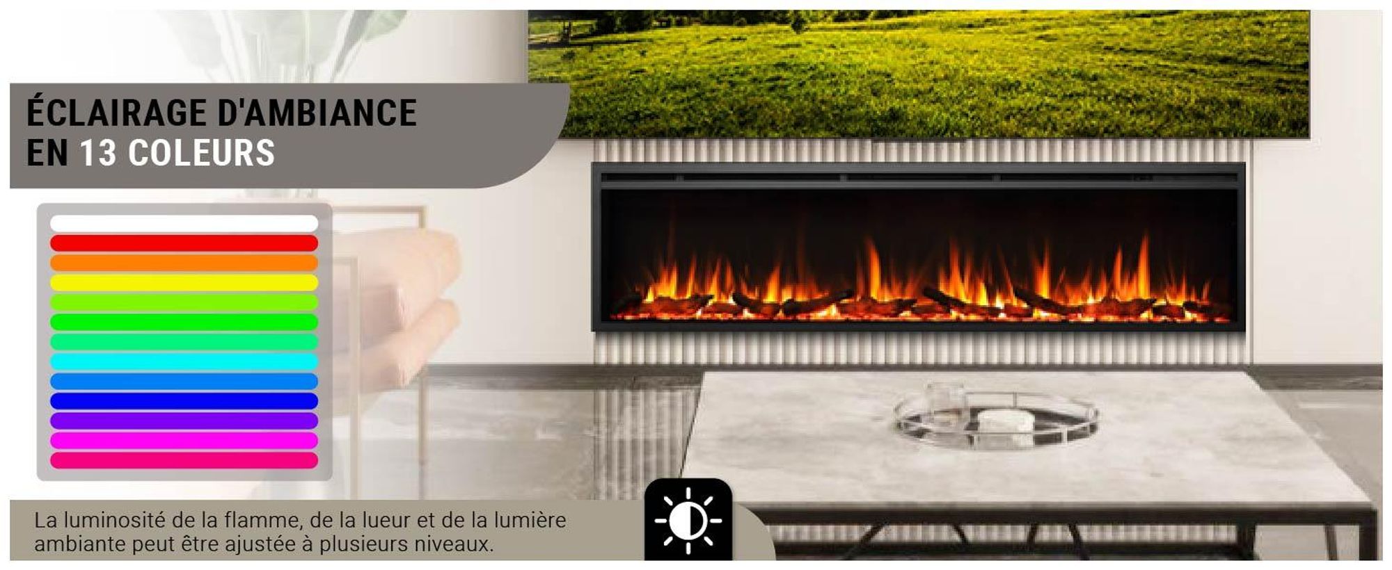 Cheminée électrique BALDERIA Atalanta 72 - Cheminée encastrable - Noir