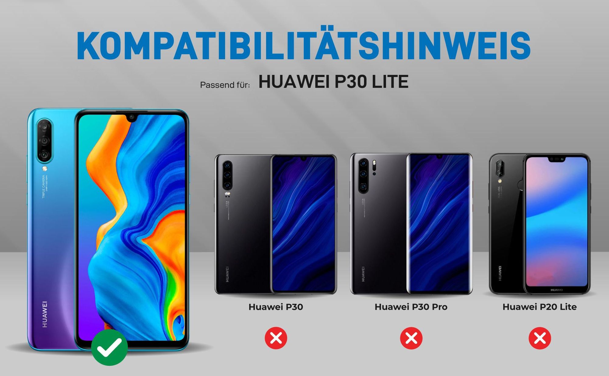 Kompatibilitätshinweise Hülle für Huawei P30 Lite
