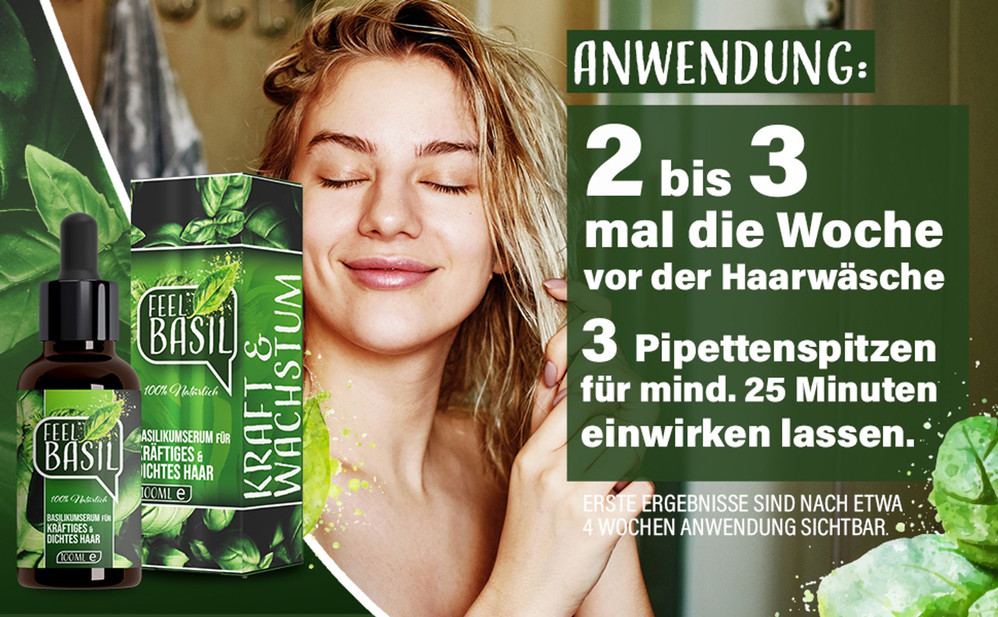 Adema Natural® Feel Basil Haarwachstum Serum – bei Haarausfall – dünnem Haar und brüchigen Haar – für Männer und Frauen - vegan