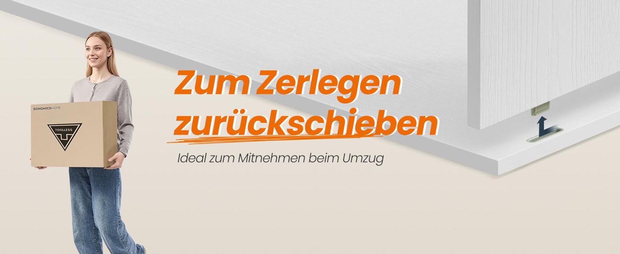 SONGMICS HOME Kommode, Schrank, Schminktisch mit Regal, Toolless-Technologie