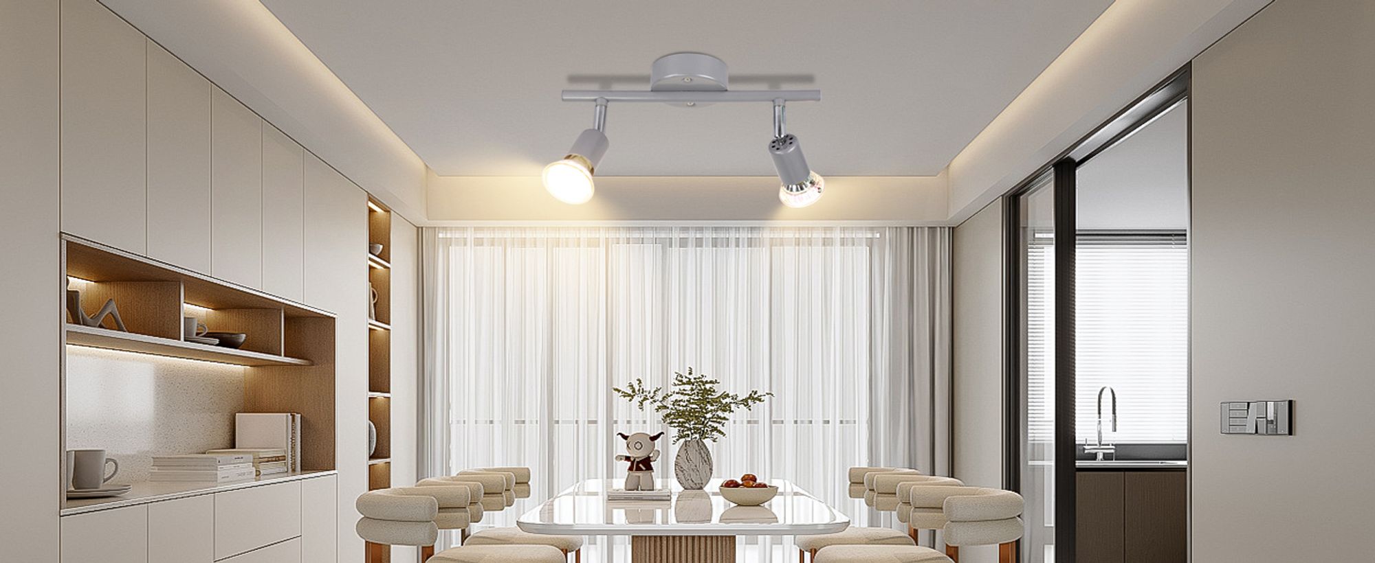 ZMH LED Deckenstrahler Schwenkbar GU10 Glänzendes Silber Deckenleuchte Deckenspots 2 Flammig Wandleuchten Bad Deckenlampe Küchen Flur Schlafzimmer Leuchtmittel Enthalten