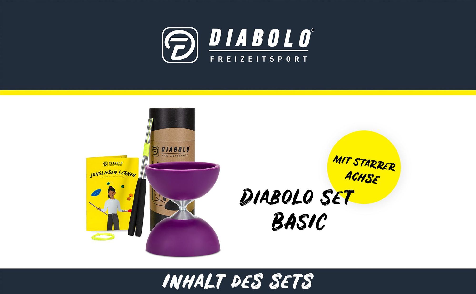 Diabolo Freizeit  Satz Basic mit Kugellagerachse | LED in turkis Lila farbe|Set mit robuster Konstruktion für Anfänger und Fortgeschrittene |