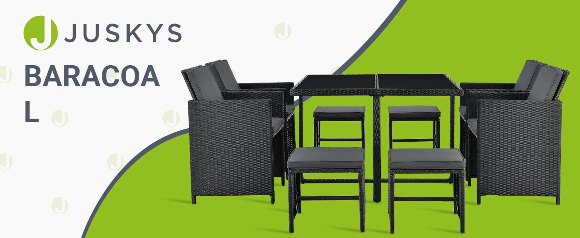 Juskys Polyrattan Lounge Manacor Schwarz und Grau