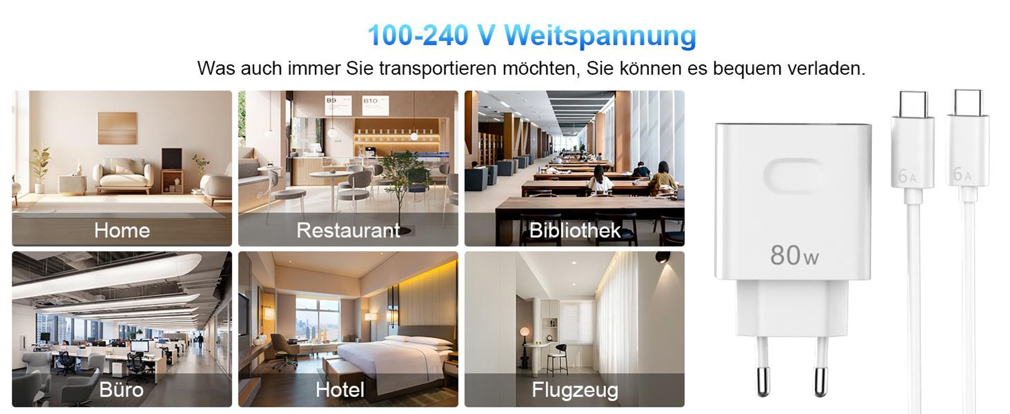 80W SUPERCHARGE Ladegerät, USB C Ladegerät, USB Schnellladegerät für Honor X70 X60 GT Magic6 Pro 6 RSR Magic 7 Lite V3 Tablet Huawei MatePad