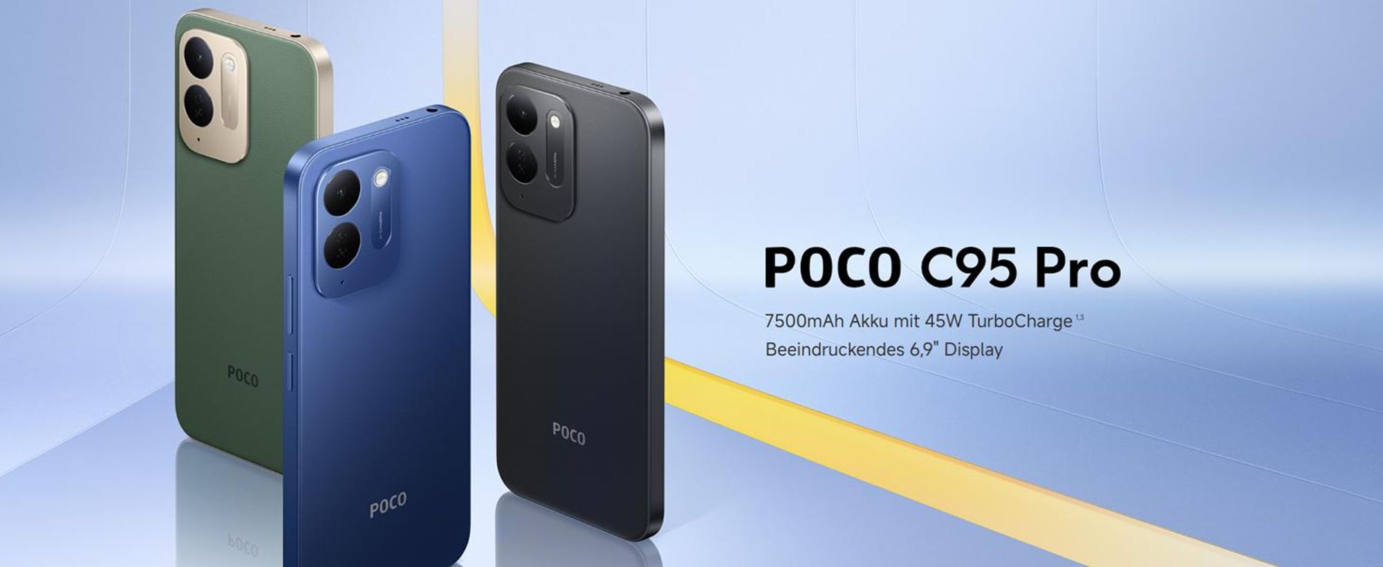 Xiaomi Poco C95 Pro,4G Smartphone 8 + 256 GB, Schwarz, 7500-mAh-Akku,