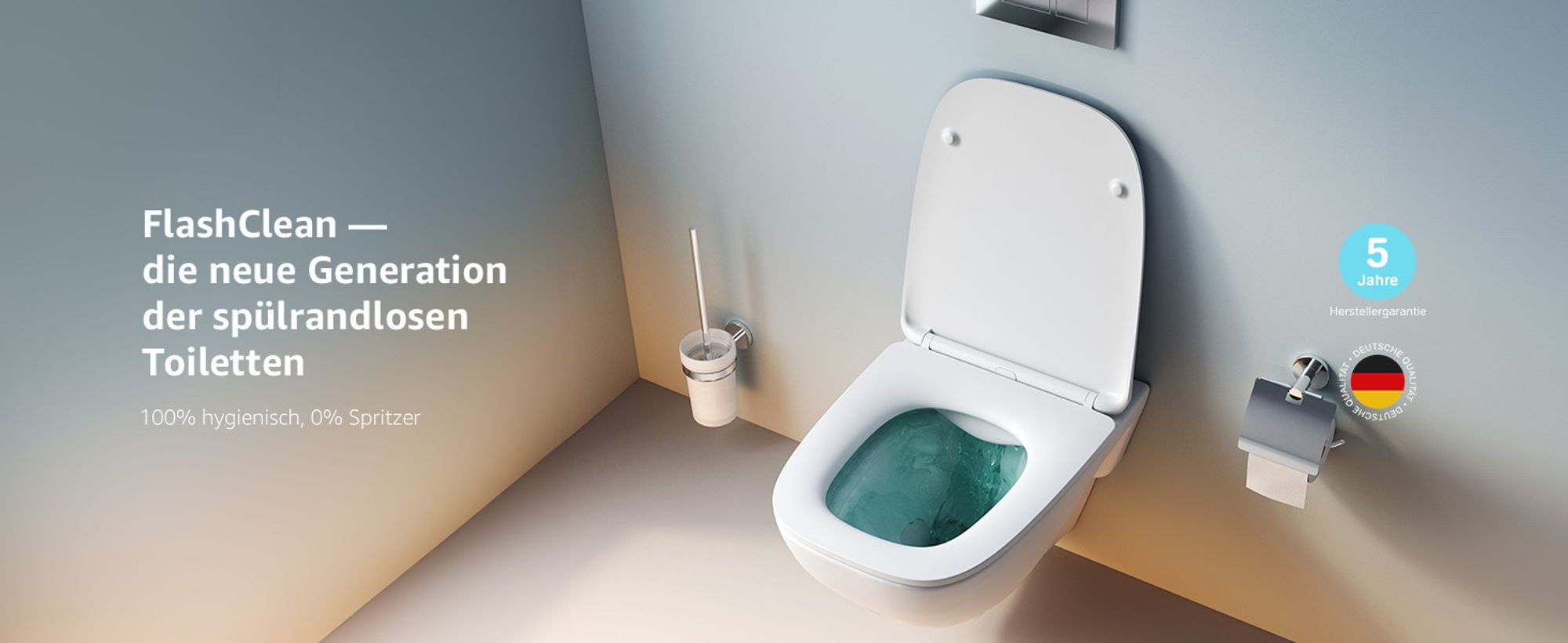 AM.PM Spülrandloses Hänge-WC, Weiss, mit Absenkautomatik Softclose
