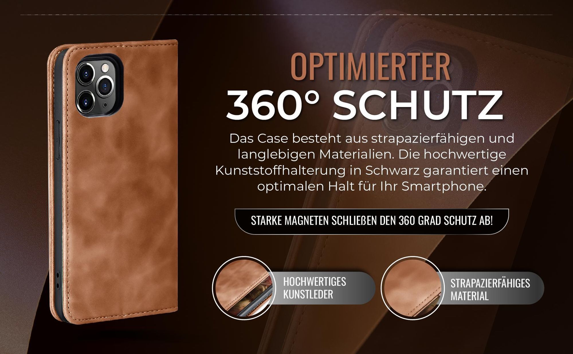 Hellbraune Handyhülle für Apple iPhone 11 Pro Max mit 360 Grad Schutz