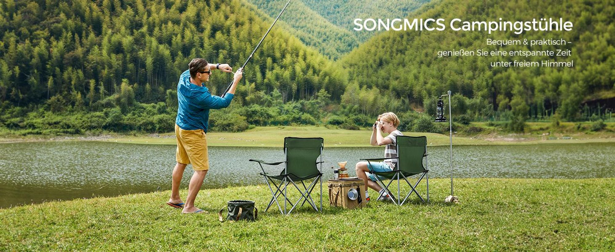 SONGMICS Campingstühle, 2er Set, Klappstühle, Outdoor-Stühle bis 120 kg