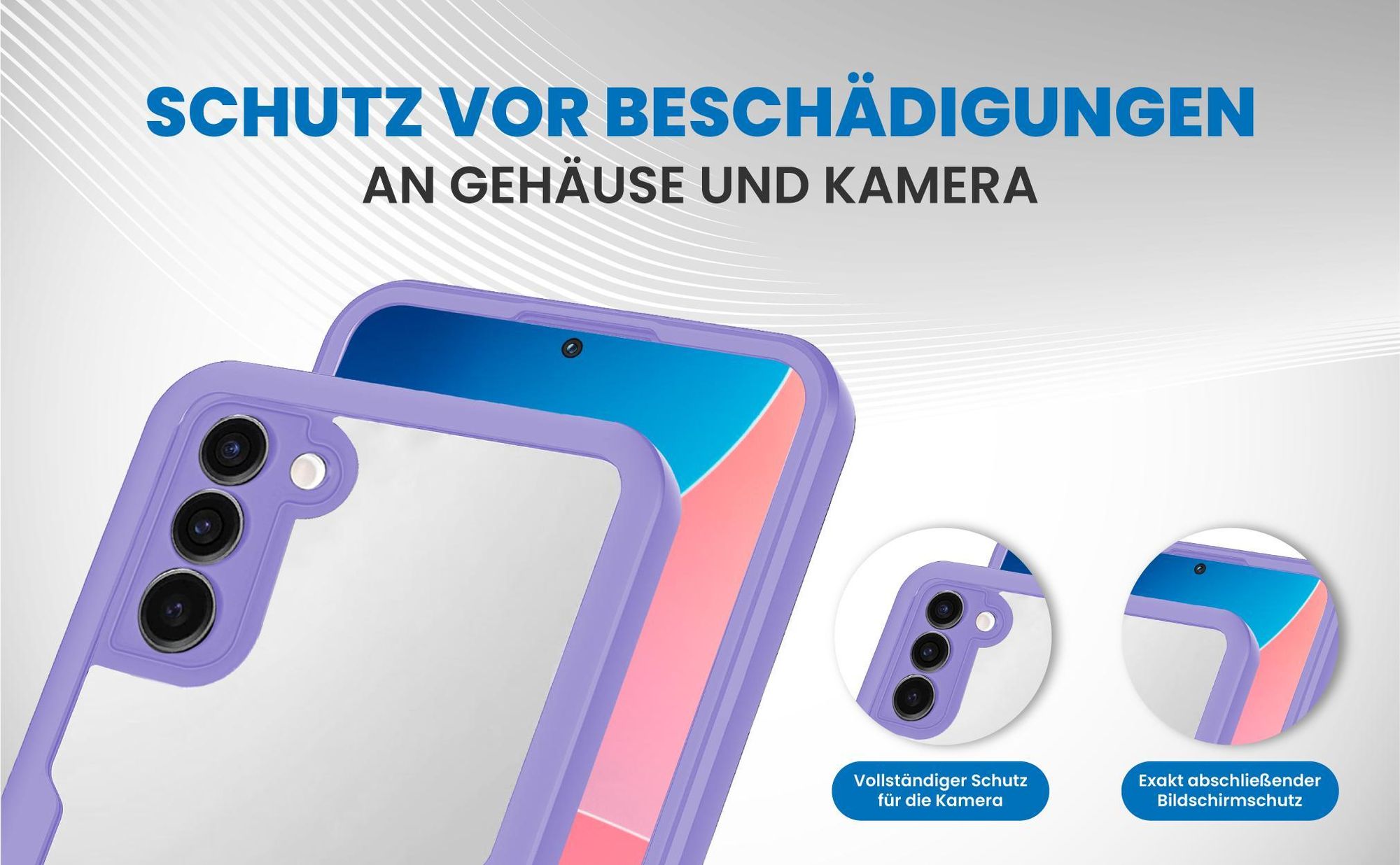 Violette 360 Grad Handyhülle für Samsung Galaxy S23+ Front und Backcover
