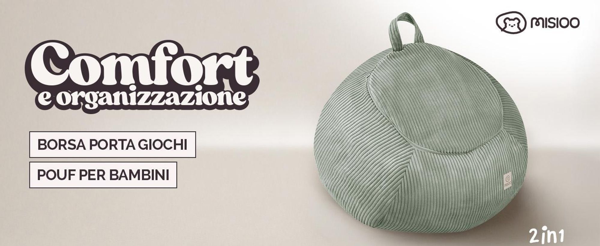 MISIOO Copripouf per bambini per peluche – Contenitore per giocattoli e pouf tutto in uno – Tessuto in velluto a coste, lavabile, con cerniera