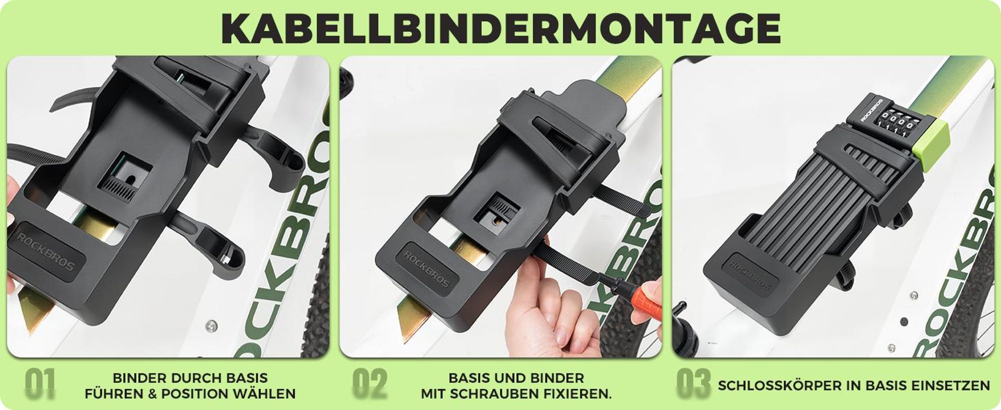 ROCKBROS Zahlenschloss Rostfrei mit Halterung, Faltschloss Fahrrad Diebstahlsicher, 8mm Extradicker Stahl, 120cm Fahrradschloss für Fahrrad