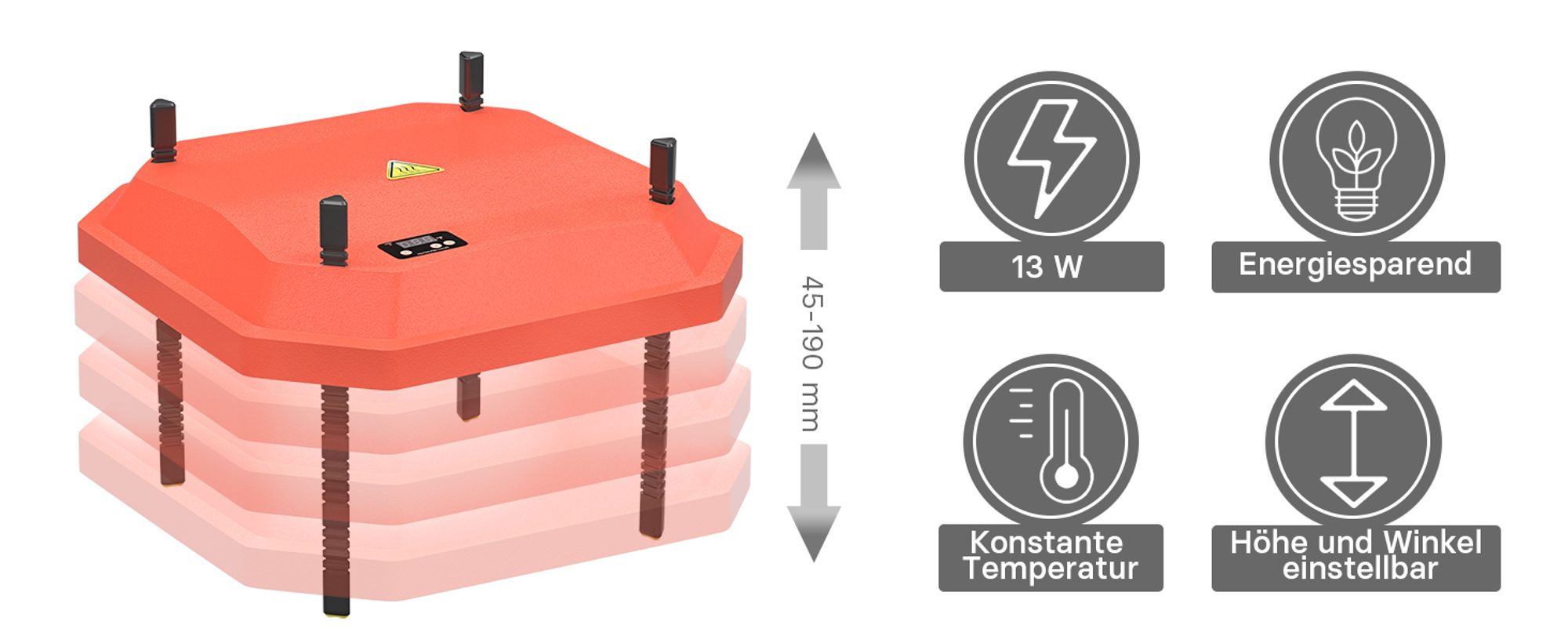 Fudajo 25x25cm Küken-Wärmeplatte mit Temperaturregler 30W Heizplatte für 15-20 Küken für Kunstbrut
