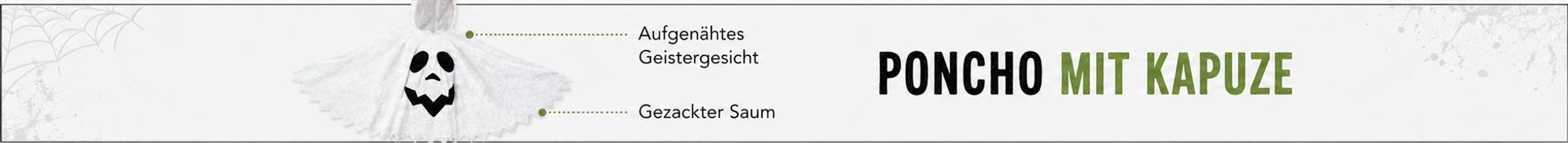 Kinderkostüm Geister-Poncho weiß – Kostüm mit Kapuze (104/116)