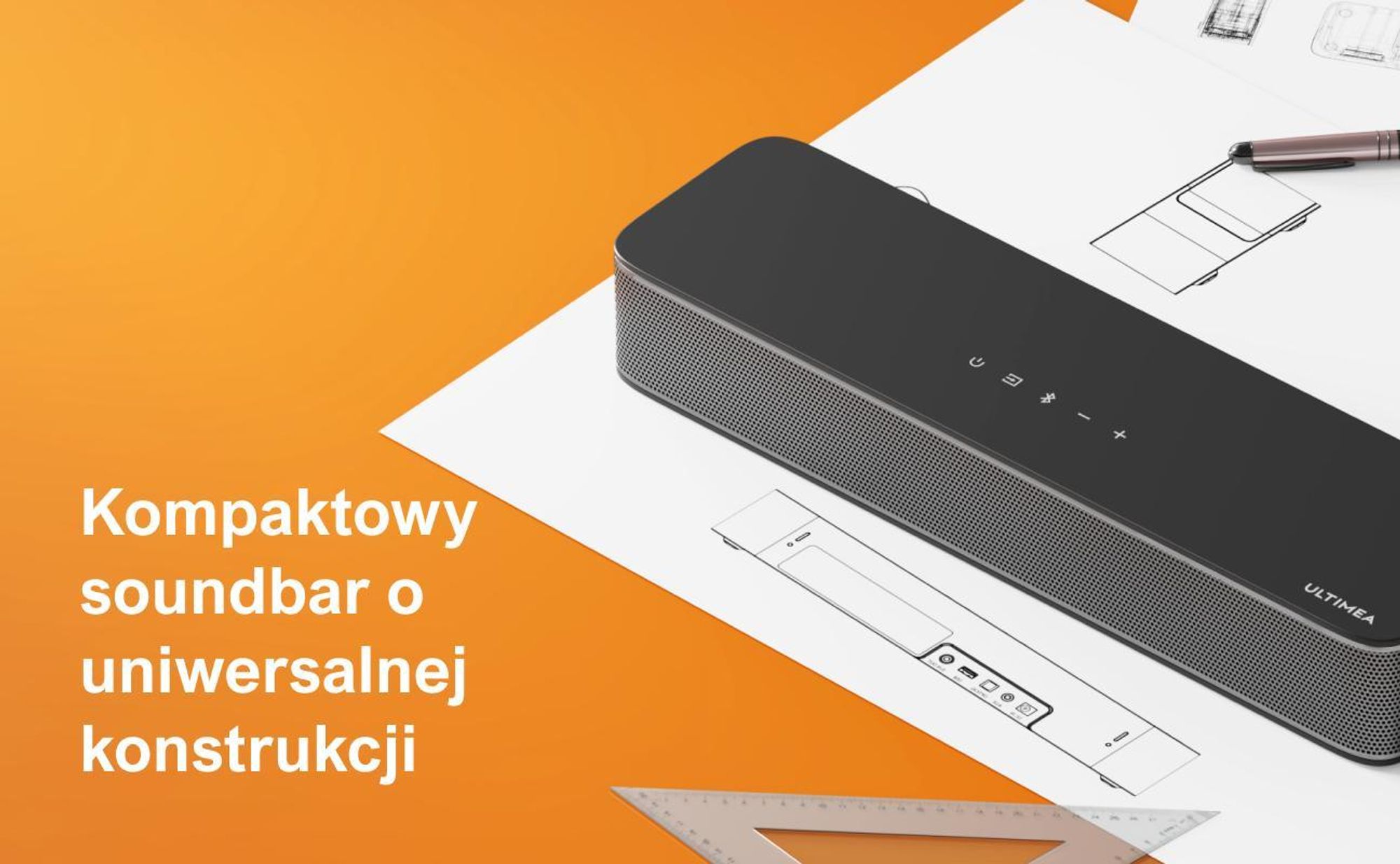 ULTIMEA 2.1-kanałowy soundbar do telewizora z regulowanym basem, sterowaniem za pomocą aplikacji, soundbar typu „wszystko w jednym”, głośnik telewizyjny Bluetooth 5.4, Poseidon M20