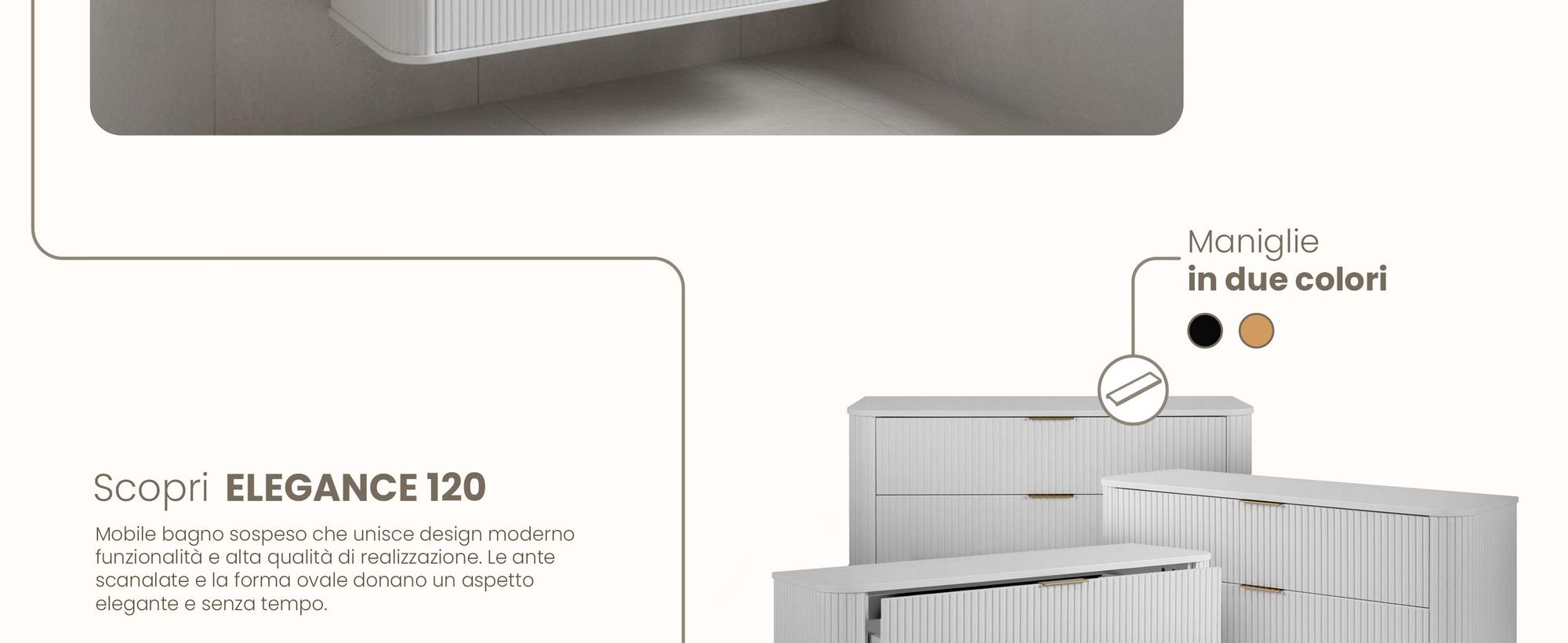 Mobile da bagno 120 CM Bianco opaco MDF 2 cassetti