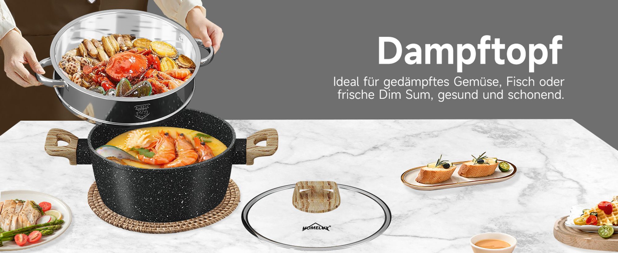 Topfsets, 12-teilige Kochtopfset Antihaft-beschichtete, Aluminium Topfset Induktion Induktionstöpfe mit Deckel, ,Töpfe & pfannen, Schwarz