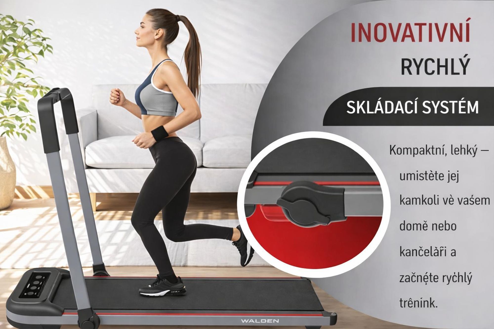Walden F2600 Běžecký pás 2 v 1 Walking Pad skládací až do 10 km/h Podstolní elektrický chodník Home Office Tichý Dálkové ovládání LCD displej Nosnost 110 kg