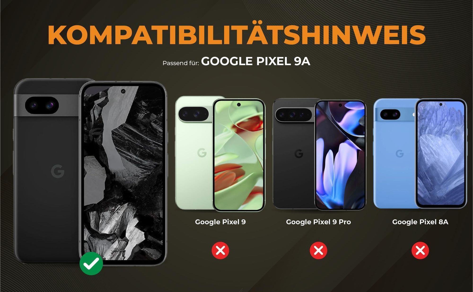 Kompatibilitätshinweise Hülle für Google Pixel 9a