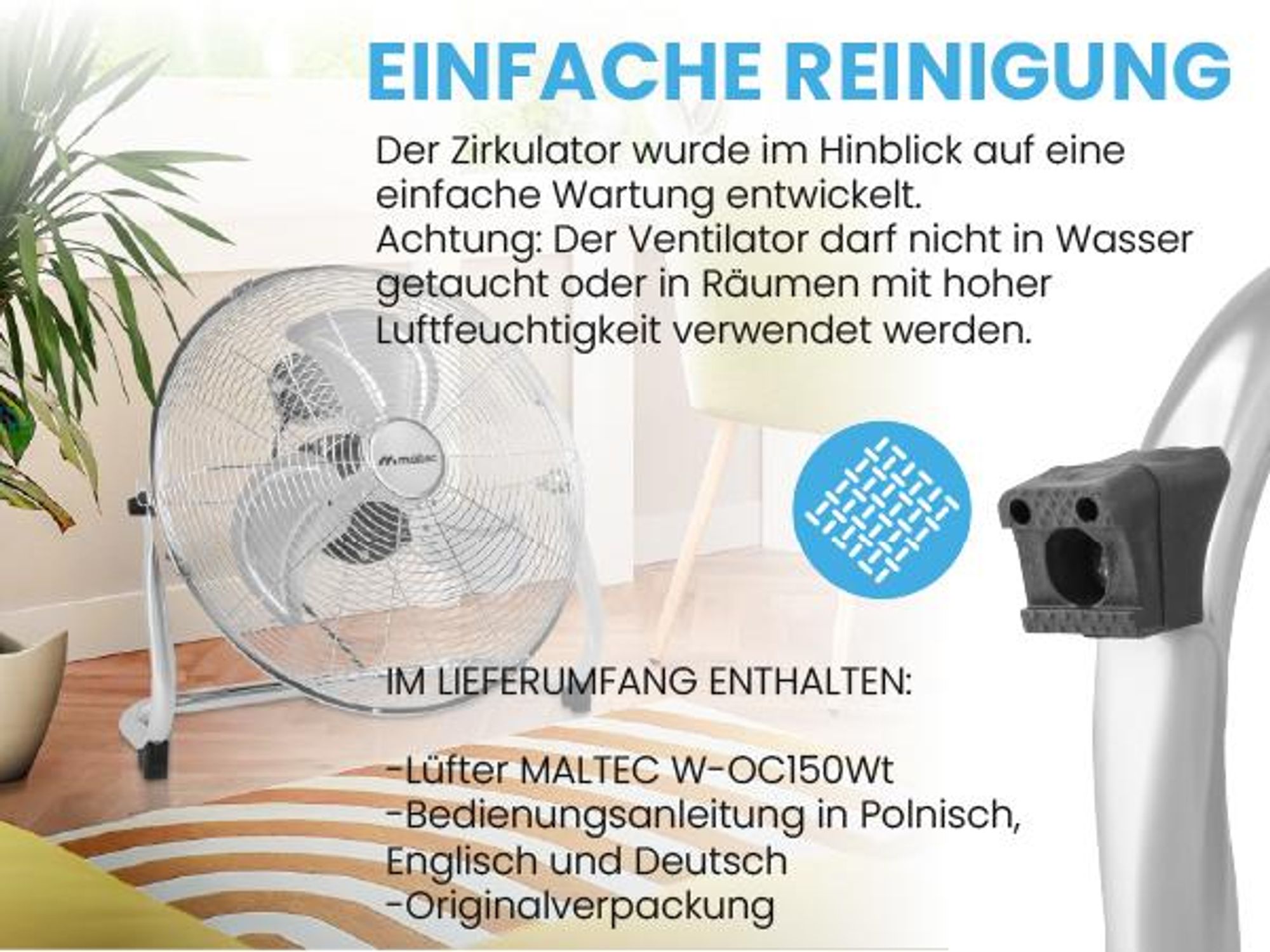 Bodenventilator Ventilator Windmaschine Luftkühler mit 3 Stufen