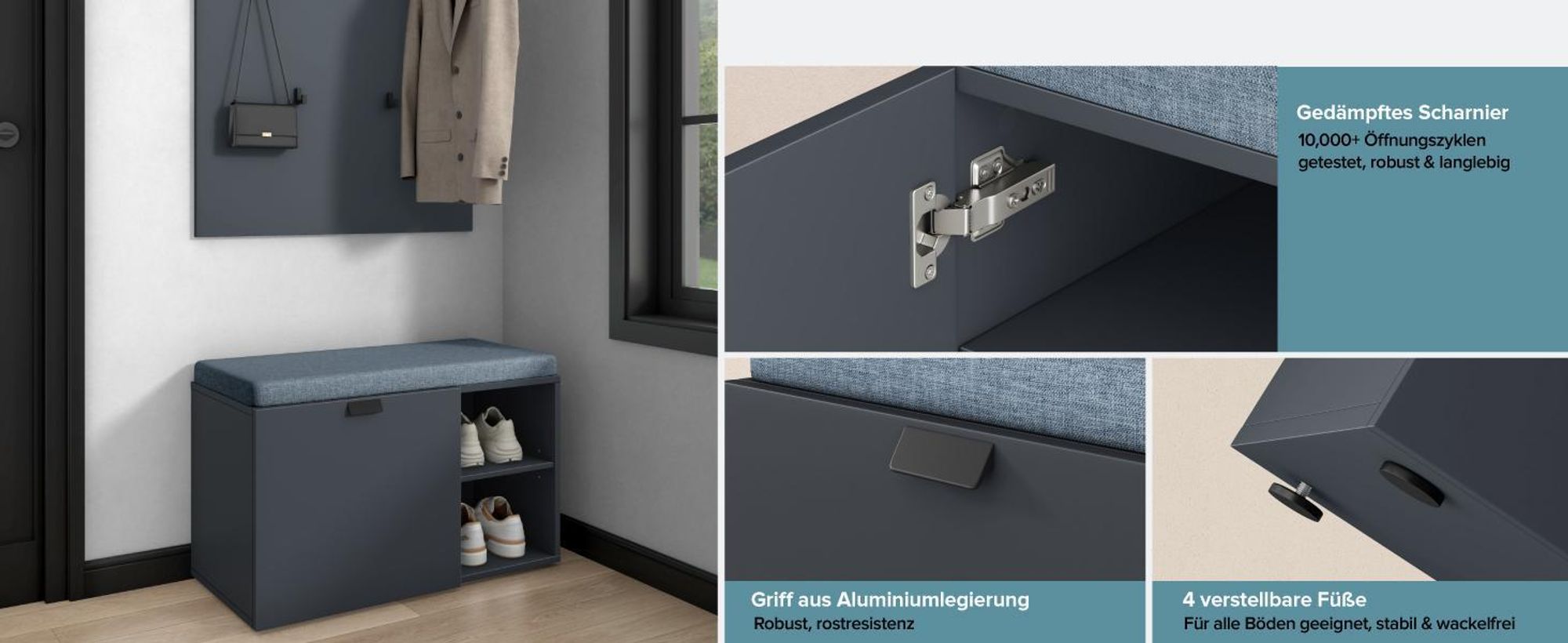 doporro Wandgarderobe, Garderobenpaneel mit 5 Haken, geeignet für Garderobe, Flur und Eingangsbereich,108*78*21.6cm, Kerneiche, Gabo-01
