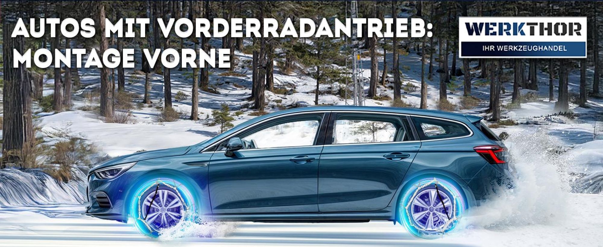 WERKTHOR Schneeketten 2x – Zugelassene Metall Schneeketten für PKW, optimaler Grip, schnelle Montage & passend für diverse Reifengrößen
