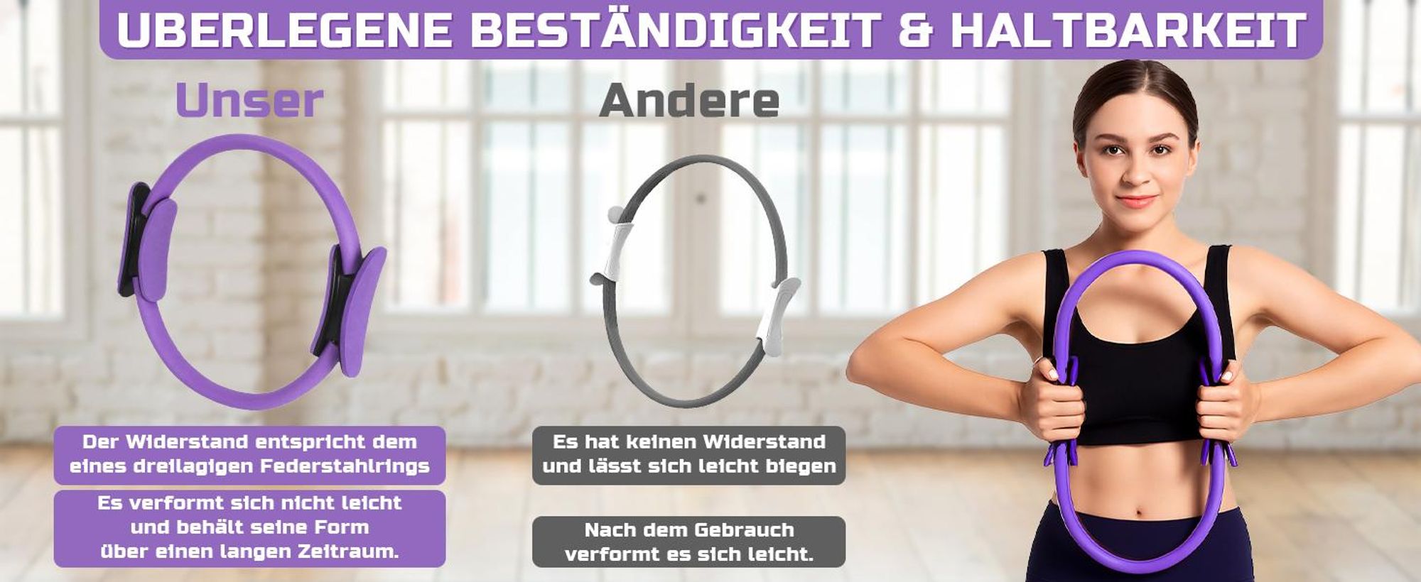 Pilates Ring, Fitnessring, Yoga Widerstandsring, Yoga Fitness Ring, Yoga Fitness Magic Circle, Bauch- & Beintrainer, mit Doppelgriff