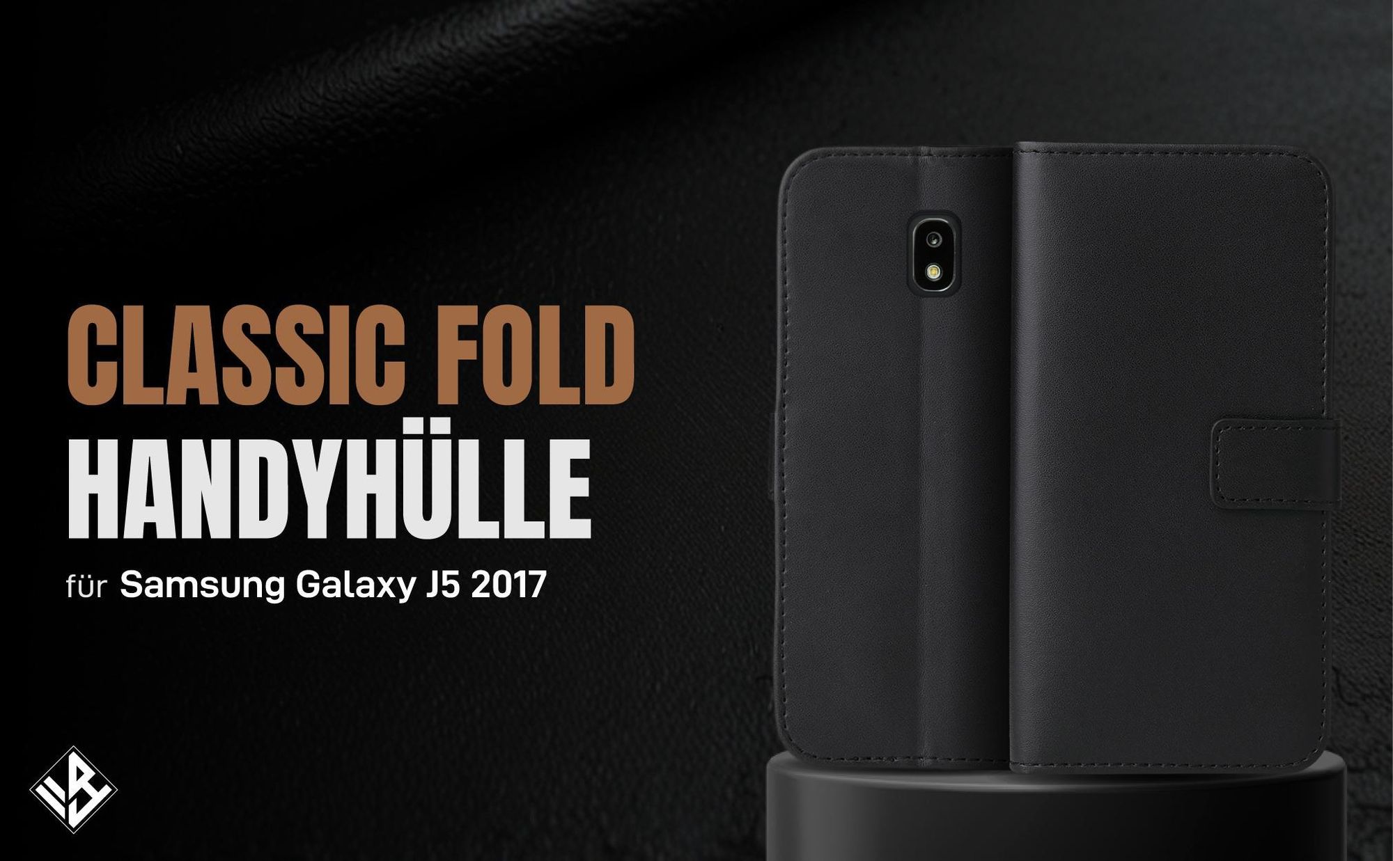 Schwarze Klapphülle für Samsung Galaxy J5 2017 mit Wallet-Funktion