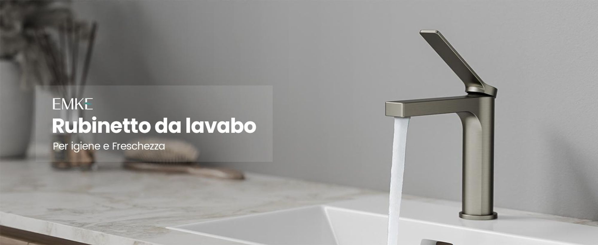 EMKE Rubinetto bagno antracite opaco 195x173x46mm, ottone, cartuccia ceramica, miscelatore bagno, miscelatore lavabo, miscelatore lavabo